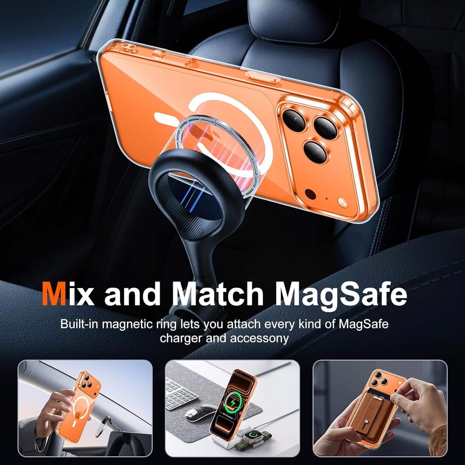 for Iphone 17 Pro Max Case Clear with Screen Protector, Compatible with Magsafe, Anti-Yellowing, Military-Grade Protection, Shockproof Slim Magnetic Phone Case Cover, Transparent