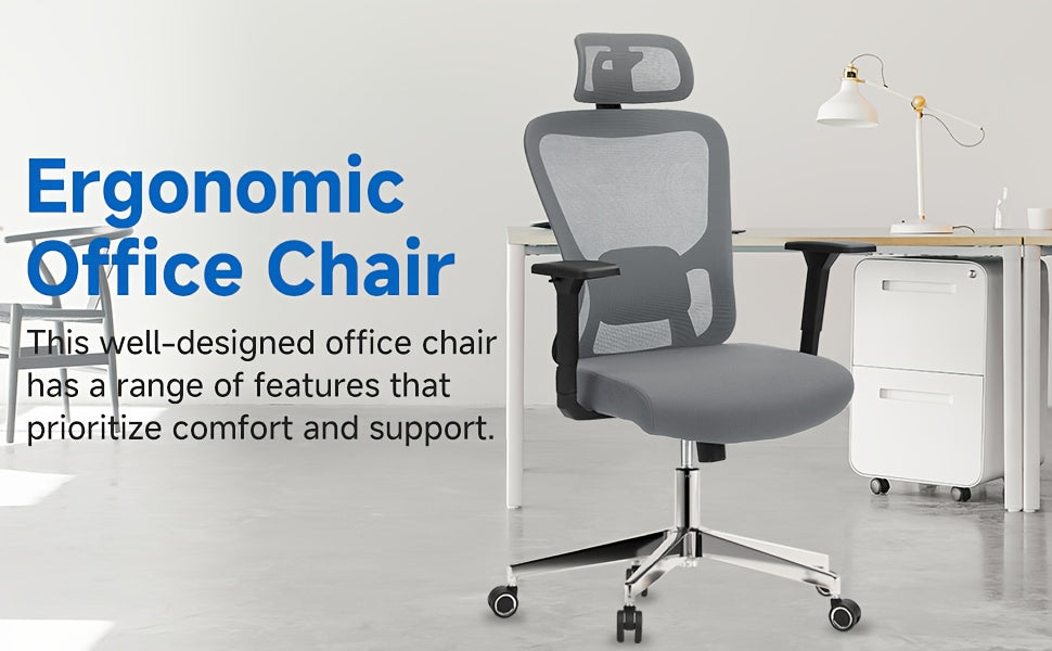 Ergonomic High Back Office Chair – 3D Armrests & Lumbar Support (400 lbs)