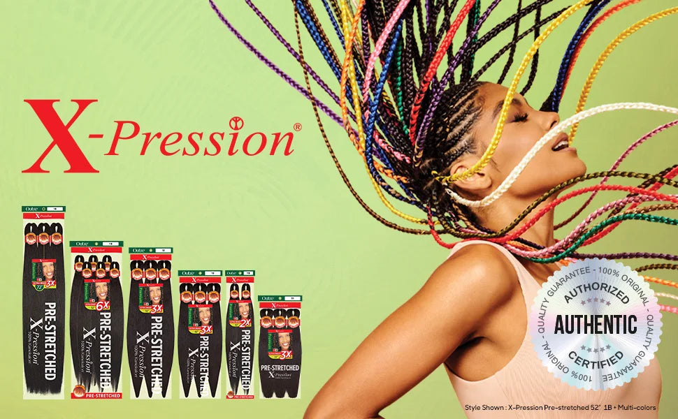 Outre X-Pression Kanekalon 3X Pre-Stretched Braid — 42" Ultra-Light, Long-Lastin