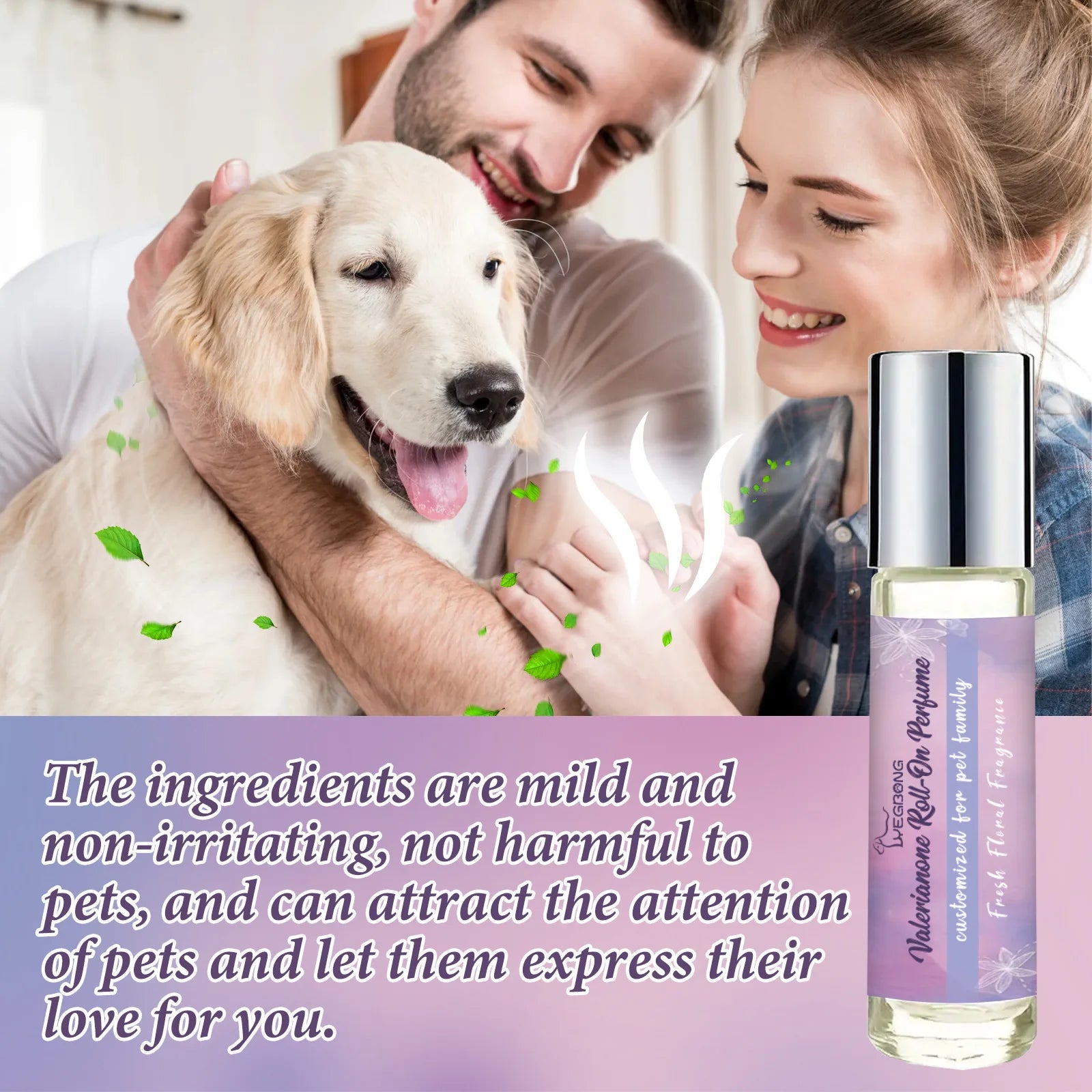 Yegbong 10ml Pet Scent Roll On Cat Dog Long Lasting Fragrance Relax Pet Emotions Deodorant Fresh Relief Dog Anxiety Aroma Roller