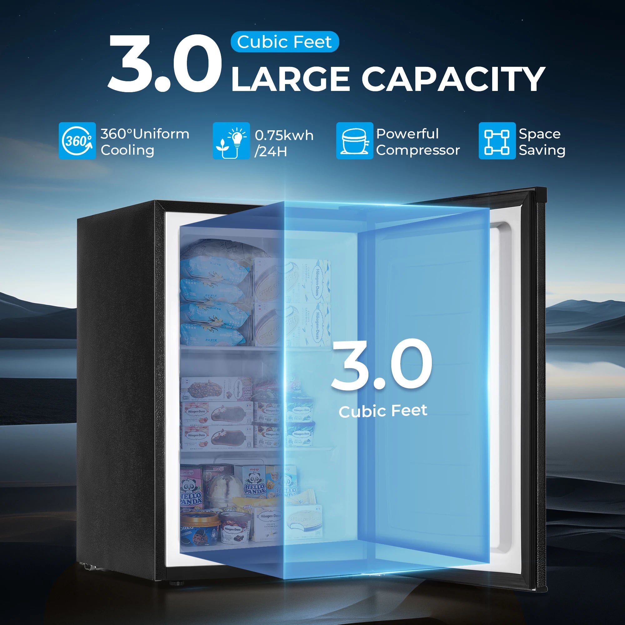 Mini Freezer,3 Cu.Ft,Single-door Compact Freezer,With Adjustable Door Opening Direction,Suitable for Home,Dormitorie,Office