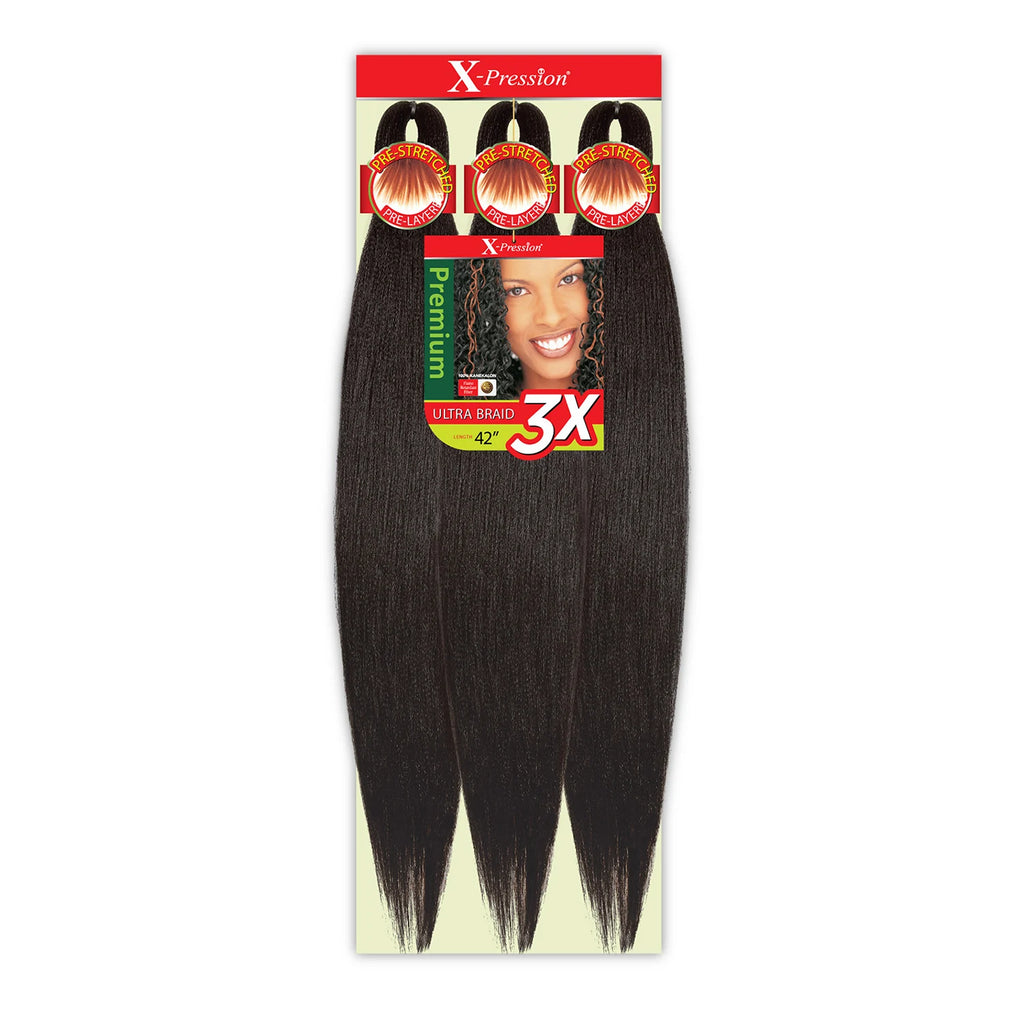 Outre X-Pression Kanekalon 3X Pre-Stretched Braid — 42" Ultra-Light, Long-Lastin