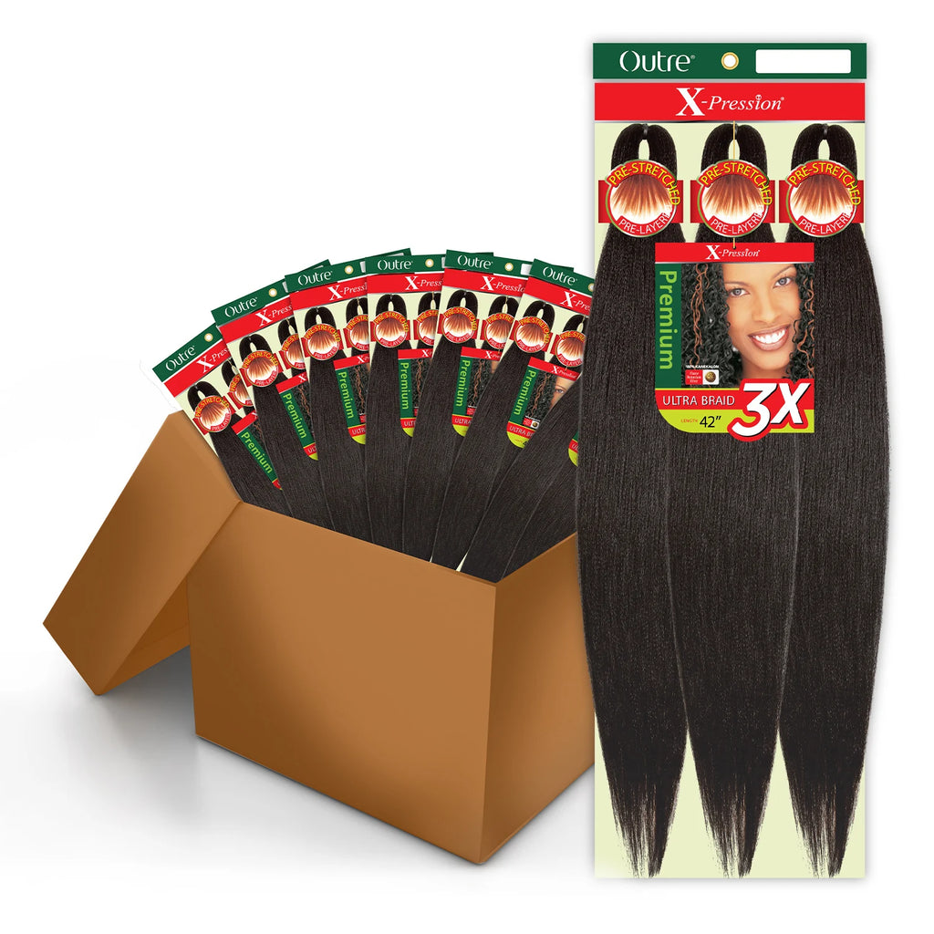 Outre X-Pression Kanekalon 3X Pre-Stretched Braid — 42" Ultra-Light, Long-Lastin