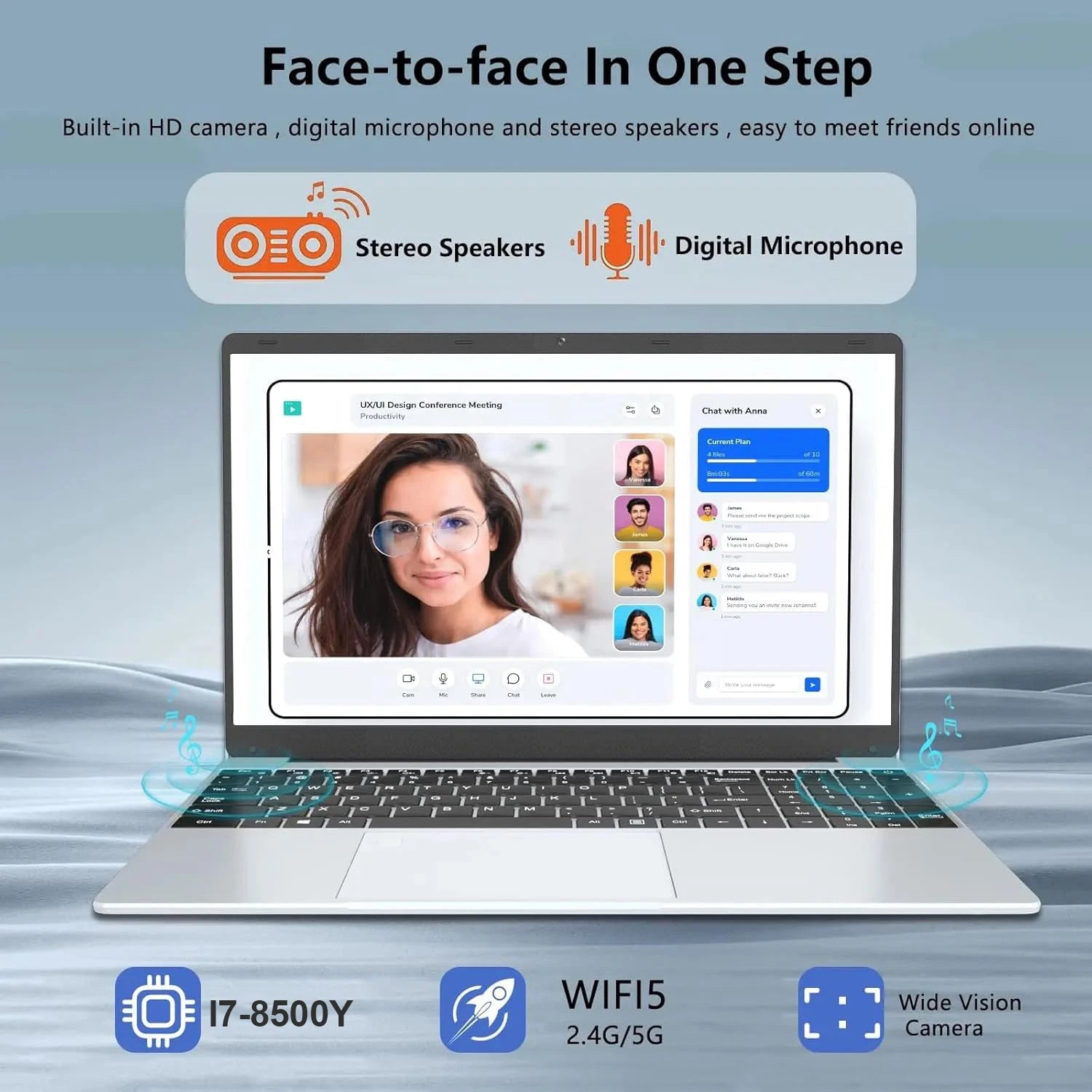 2025 15.6″ Laptop — Intel Core i7-8500Y, 16GB RAM, 1TB SSD, Fingerprint Unlock, Full HD IPS, Windows 11 Pro