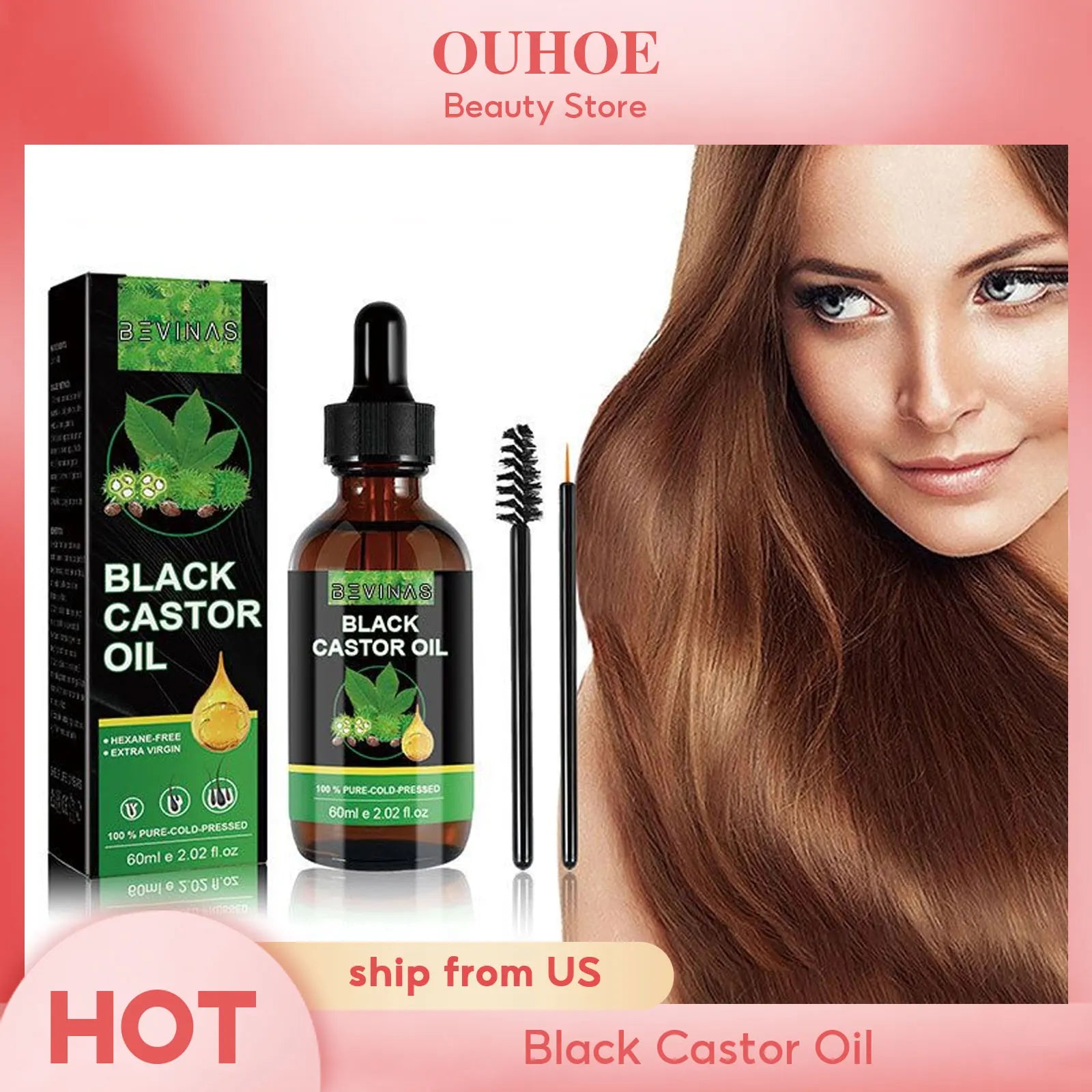 Ouhoe Organic Black Castor Oil – 60ml Hair Growth & Scalp Repair Serum