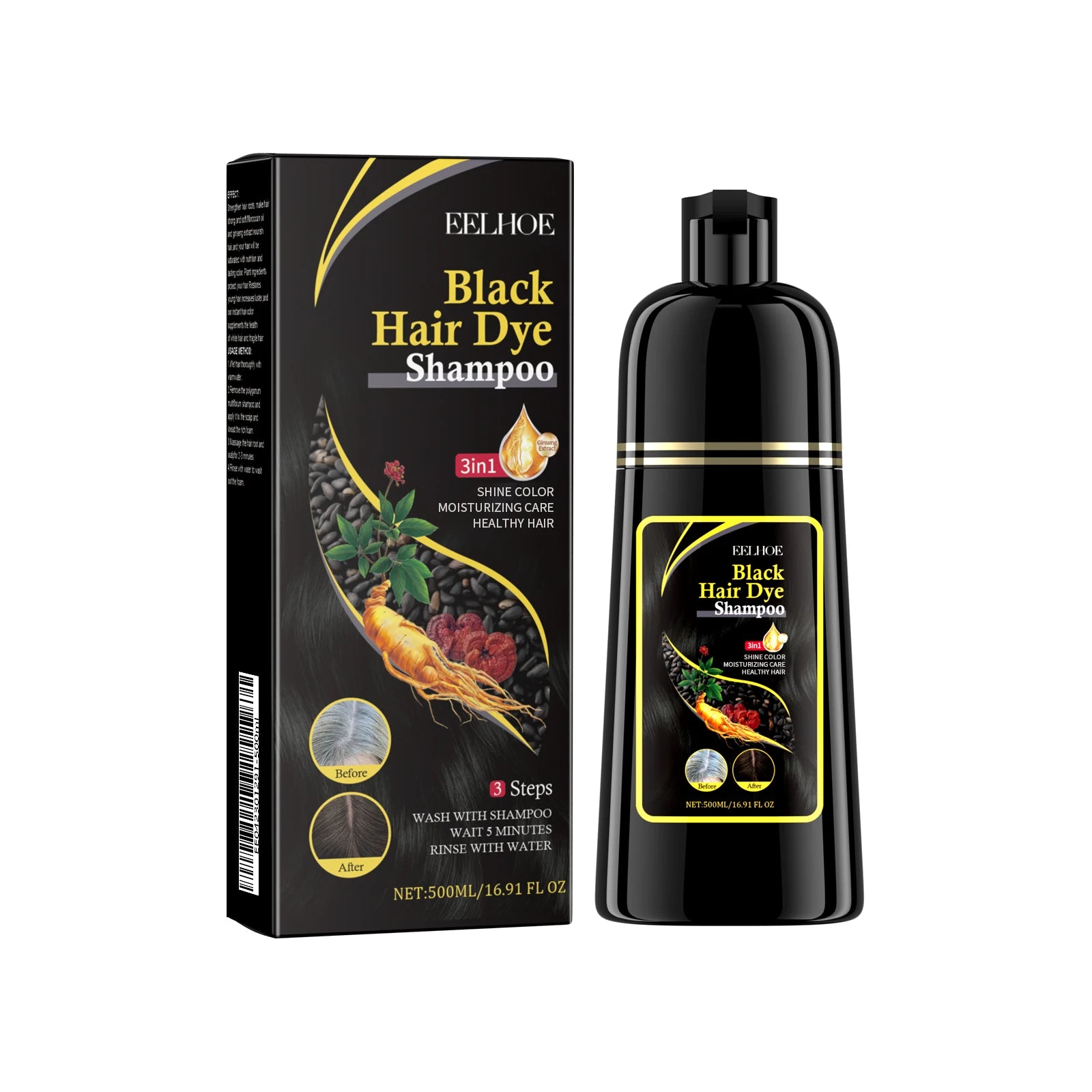 EELHOE Brown Hair Dyeing Shampoo Lasting Coloring Deeply Nourishing Reduce Breakage Promote Scalp Health Hair Dyeing Shampoo