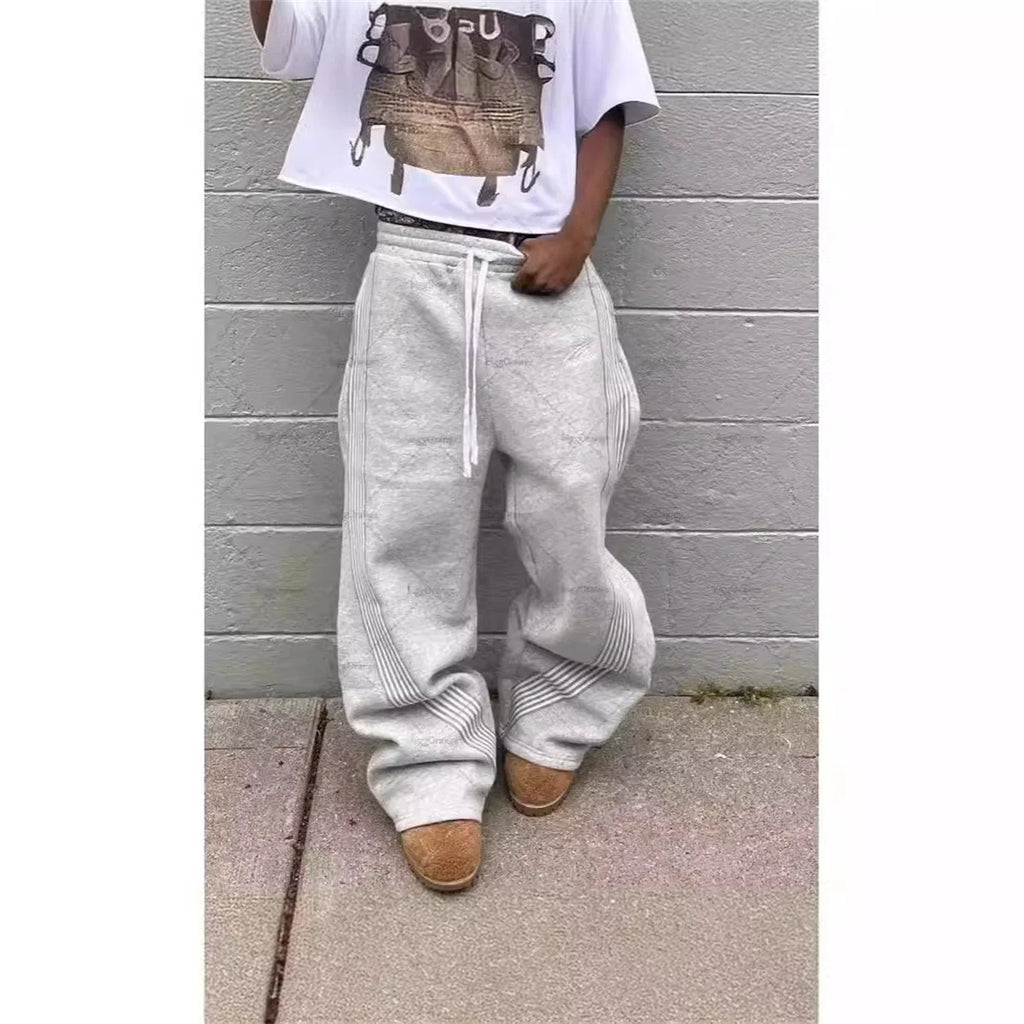 Loose Wide-Leg Drawstring Pants – Streetwear Jogger Style