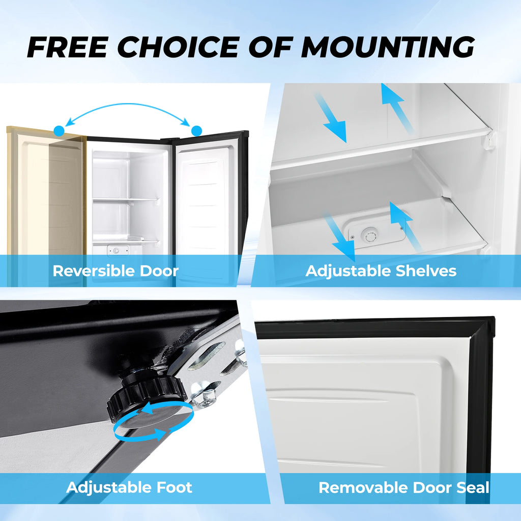Mini Freezer,3 Cu.Ft,Single-door Compact Freezer,With Adjustable Door Opening Direction,Suitable for Home,Dormitorie,Office