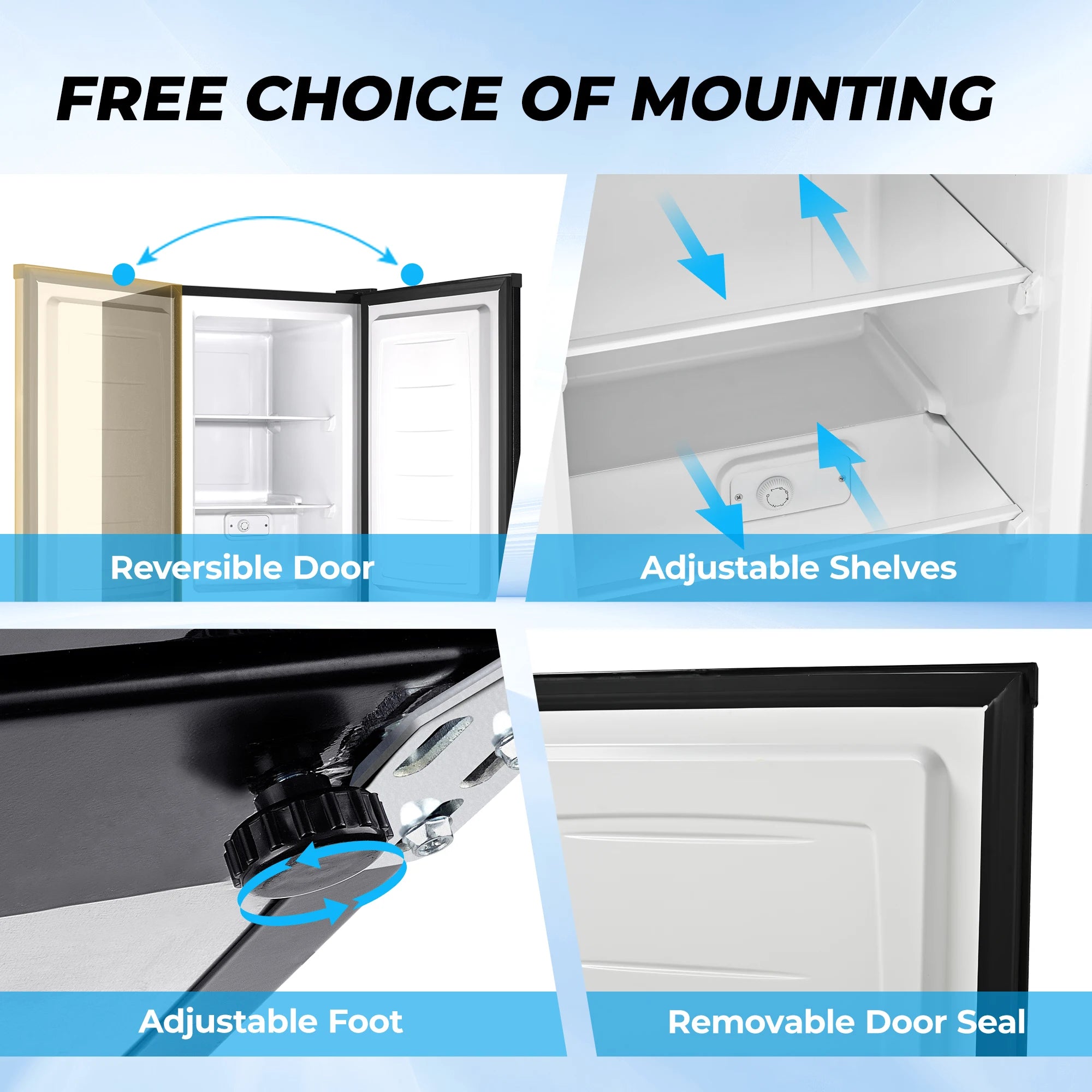 Mini Freezer,3 Cu.Ft,Single-door Compact Freezer,With Adjustable Door Opening Direction,Suitable for Home,Dormitorie,Office