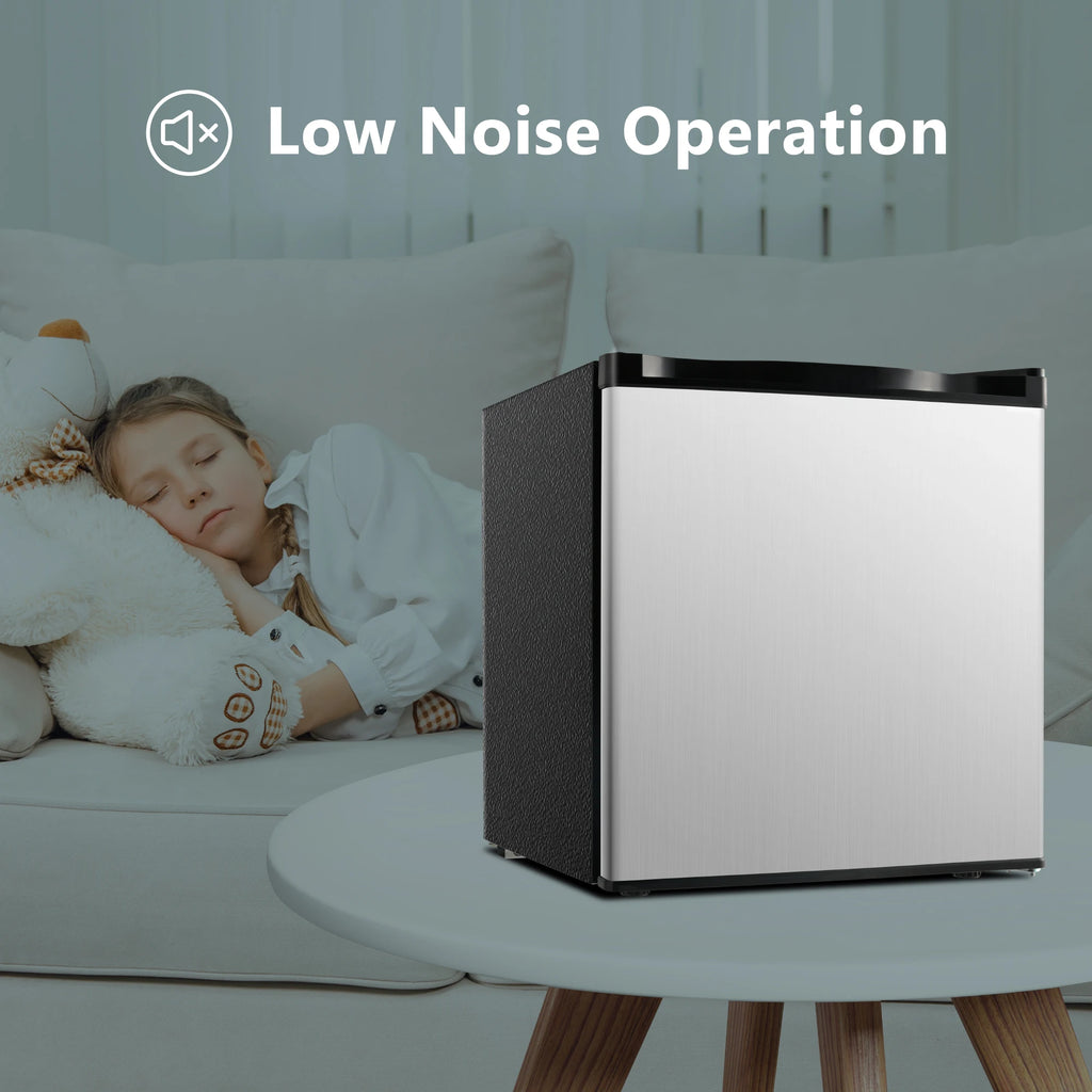 SIMZLIFE 1.7 Cu.Ft Mini Fridge with Freezer Reversible Single Door Compact Refrigerator Adjustable Fridge for Bedroom Office Bar