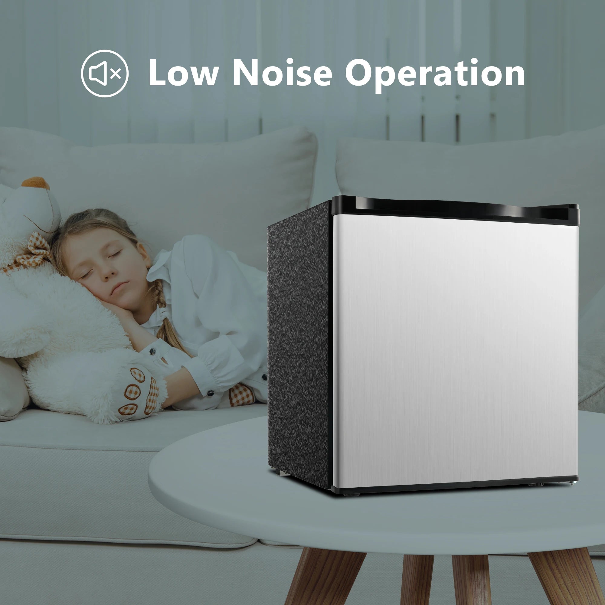 SIMZLIFE 1.7 Cu.Ft Mini Fridge with Freezer Reversible Single Door Compact Refrigerator Adjustable Fridge for Bedroom Office Bar