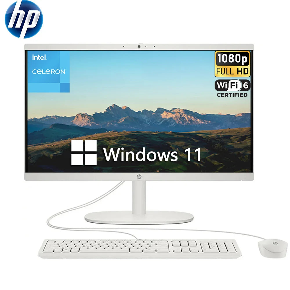 HP 21.5″ All-in-One Desktop — Intel Celeron J4025, 1080P FHD Display, Up to 32GB RAM, 2TB SSD, Windows 11 Pro