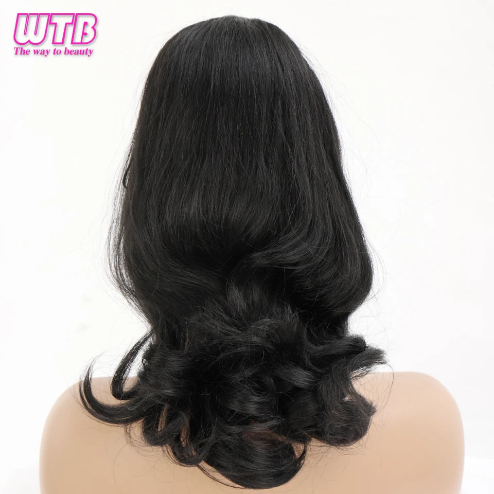 WTB Synthetic Natural Black Yaki Ponytail Warping for Women Tail Wavy Drawstring Ponytail Extension Hair Bun Hairpieces