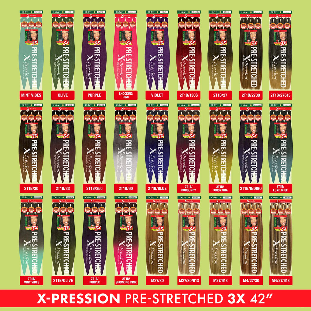 Outre X-Pression Kanekalon 3X Pre-Stretched Braid — 42" Ultra-Light, Long-Lastin