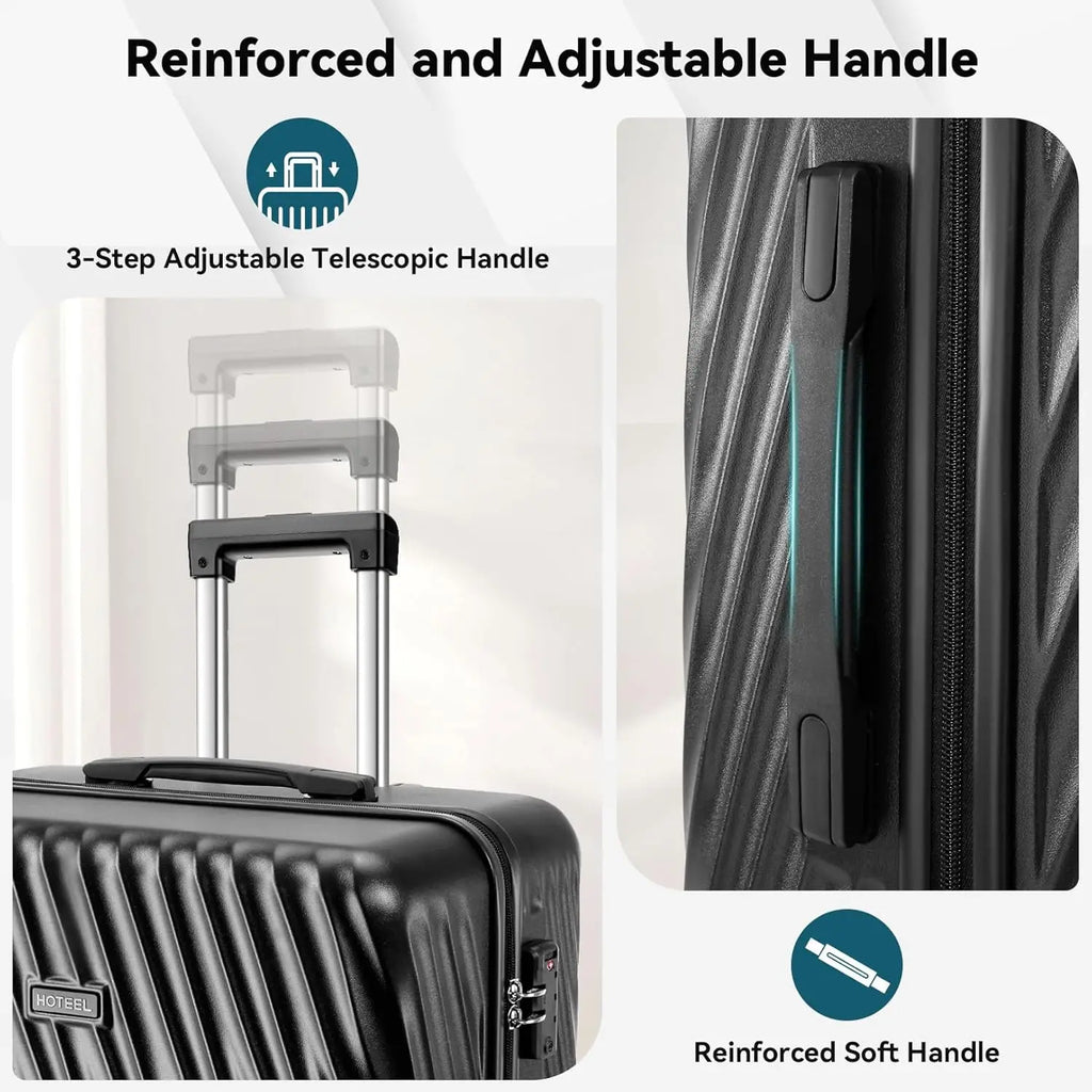 HOTEEL 3-Piece ABS Hardshell Luggage Set | 360° Spinner Wheels, TSA Lock & Waterproof Organizer (20″/24″/28″)
