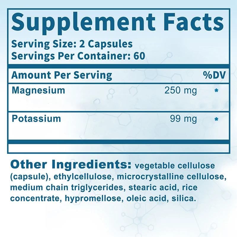 Potassium Magnesium - Support Bone Health, Muscle Spasms, Beauty, Improve Sleep Quality - 120 Capsules