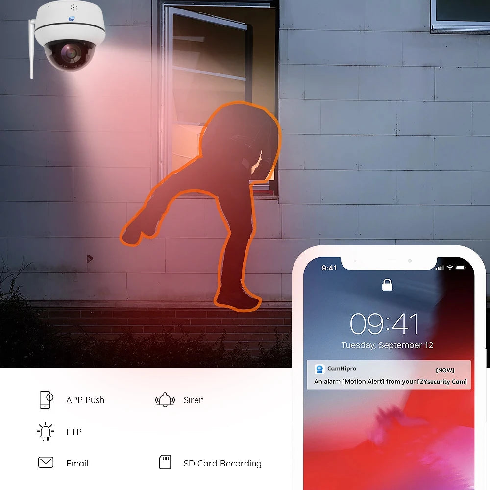 5MP Wifi Dome PTZ Camera 5X Optical Zoom IP Camera Humanoid Tracking Two-way Talk Wireless Home Security Surveillance Cameras