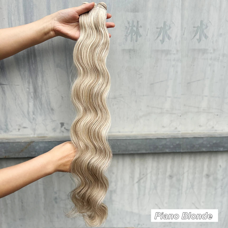 Magicae 200g/Pc Chocolate Ombre Brown Orange Blond 27/613 Grey High Temperature Synthetic Hair Extension 30Inch Body Wave Bundle