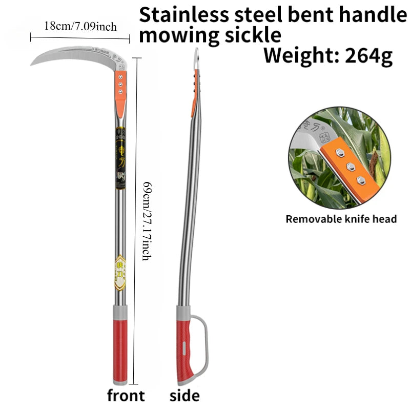 Manual Grass Sickle – Long-Handle Stainless Steel Weeding Tool