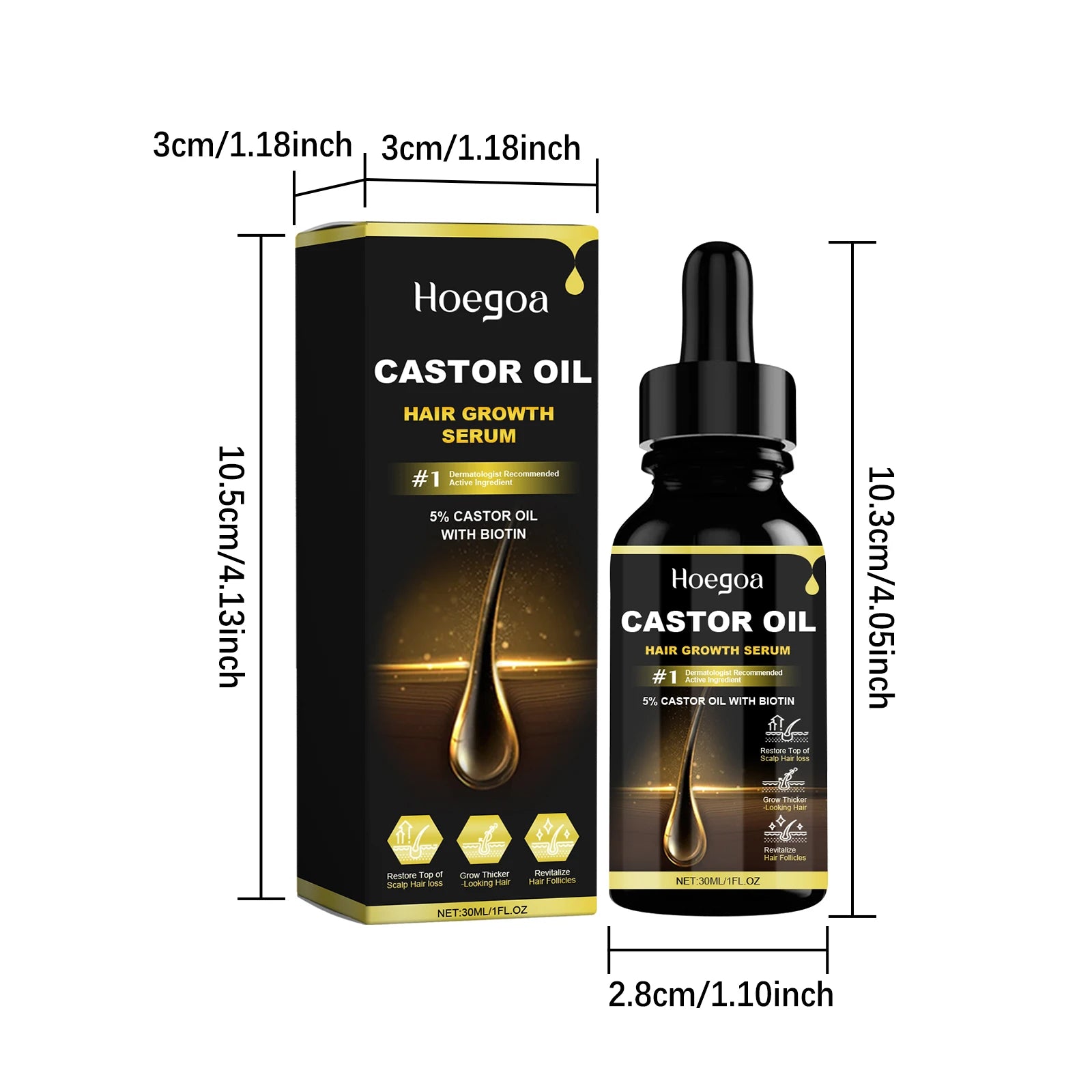 Hoegoa Castor Oil Hair Thickening Essential Oil – 30ml Nourishing Scalp & Growth Serum