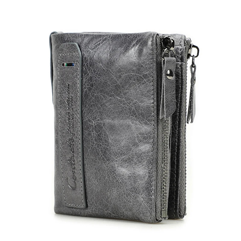 CONTACT'S Fashion Genuine Leather Women Wallet Bifold Card Holder Coin Purse Small Women's Purse Money Clip Men Pocket Wallets