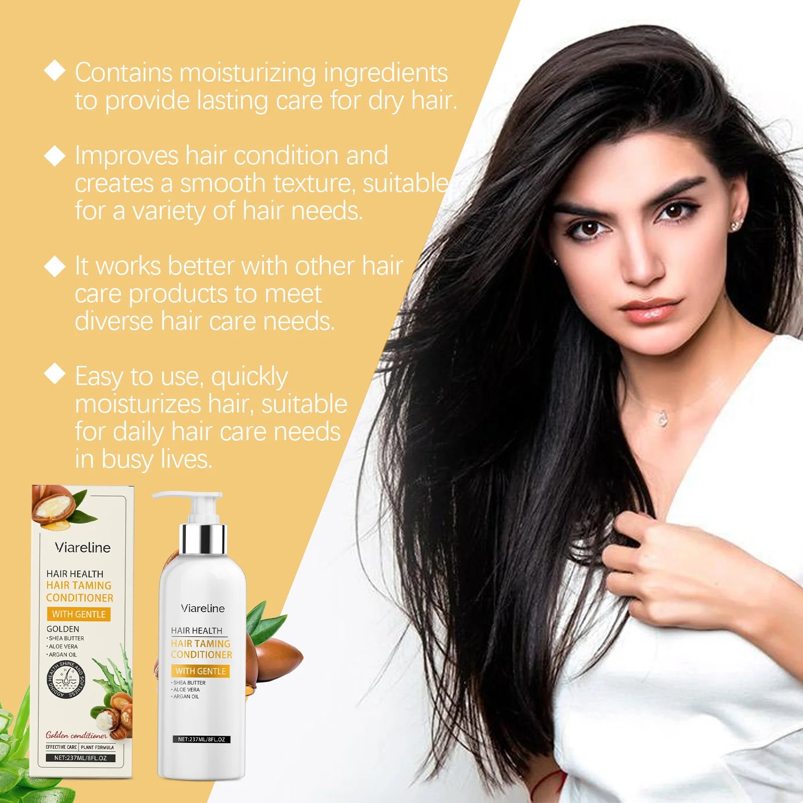 Viareline Moroccan Argan Oil Hair Care Series – Shampoo, Conditioner & Serum 3-in-1 Set