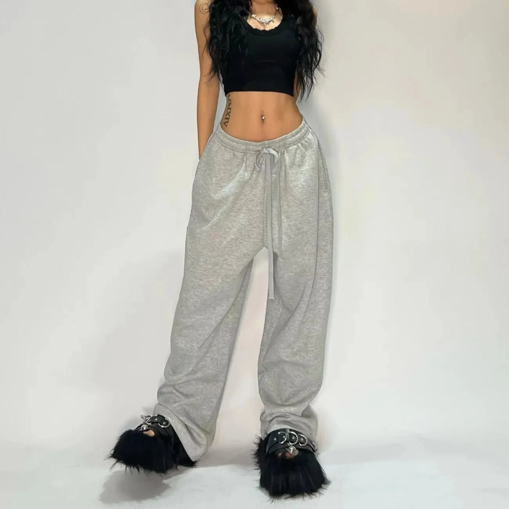 Loose Wide-Leg Drawstring Pants – Streetwear Jogger Style
