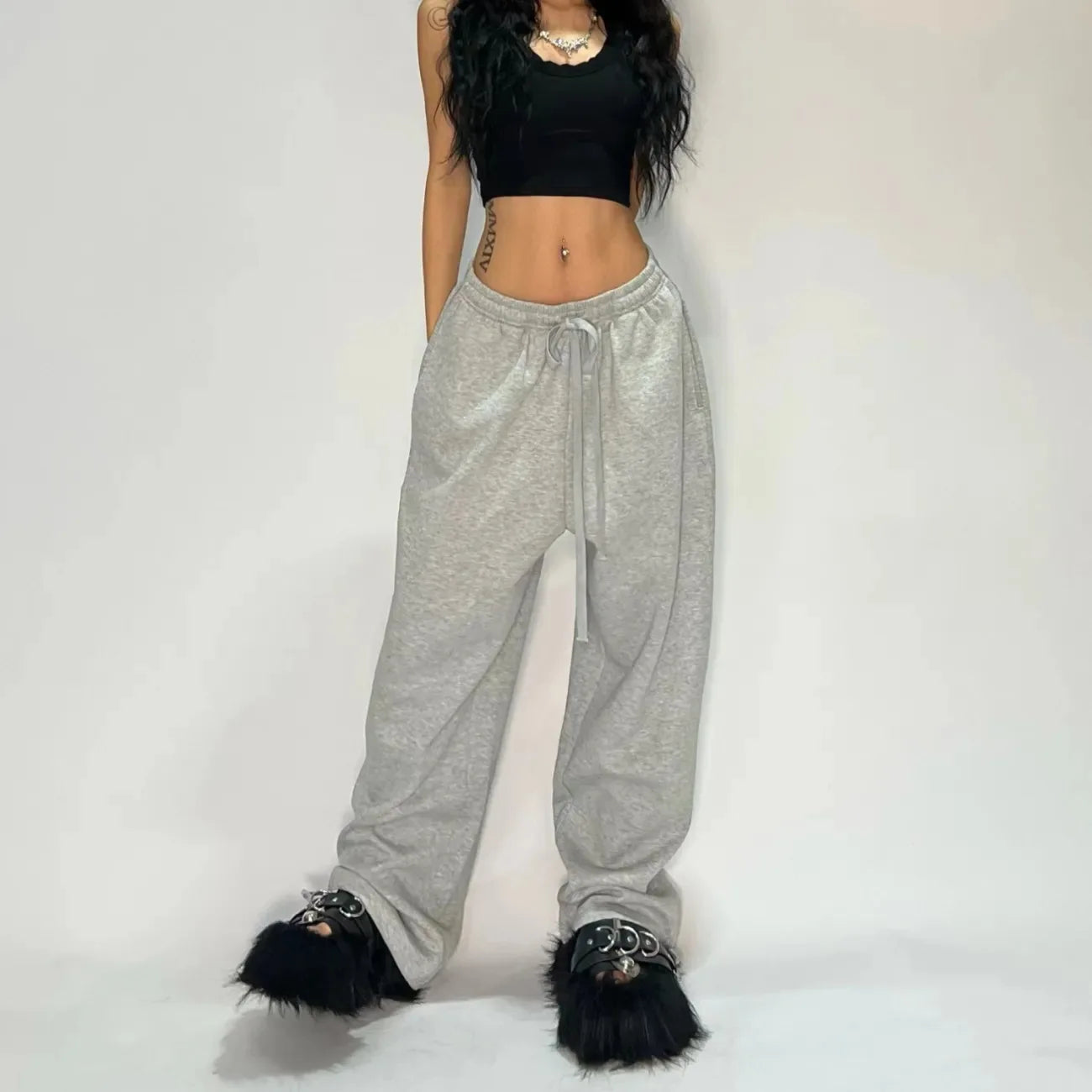 Loose Wide-Leg Drawstring Pants – Streetwear Jogger Style