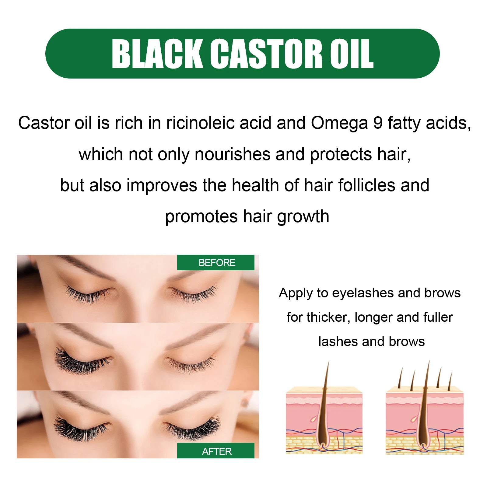 Ouhoe Organic Black Castor Oil – 60ml Hair Growth & Scalp Repair Serum