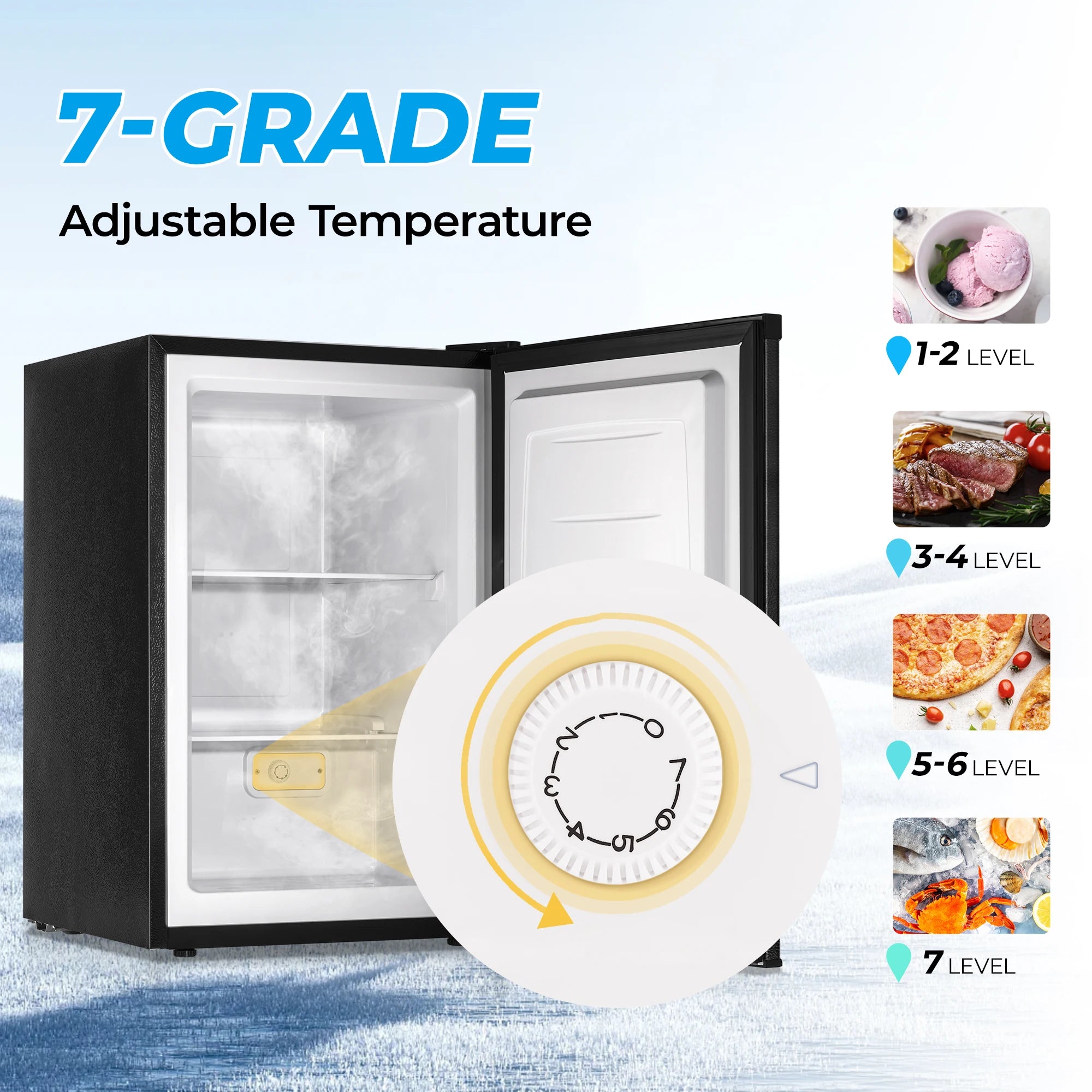 Mini Freezer,3 Cu.Ft,Single-door Compact Freezer,With Adjustable Door Opening Direction,Suitable for Home,Dormitorie,Office