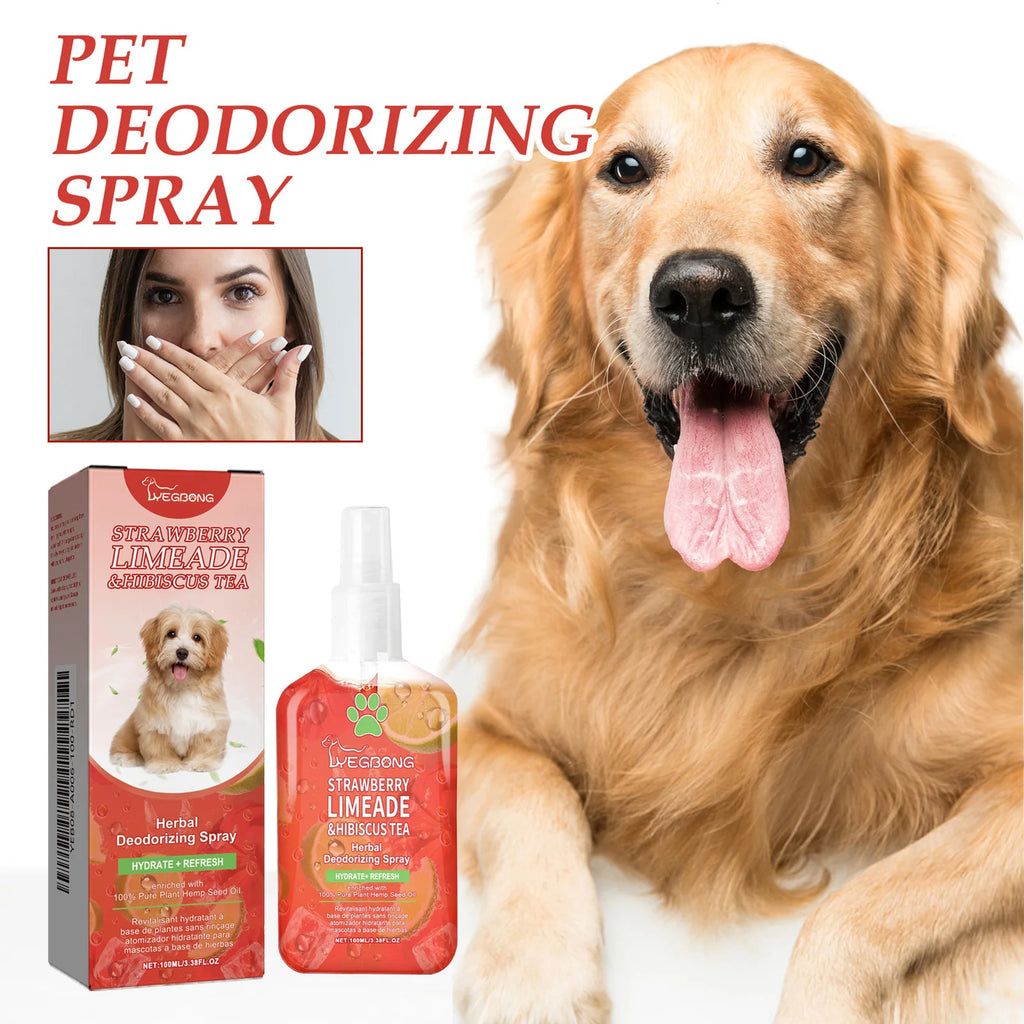 Yegbong 100ml Pet Deodorant Spray Dog Cat Bad Smell Remove Nourish Fur Lasting Fragrance Air Fresh Remove Pet Urine Odor Spray