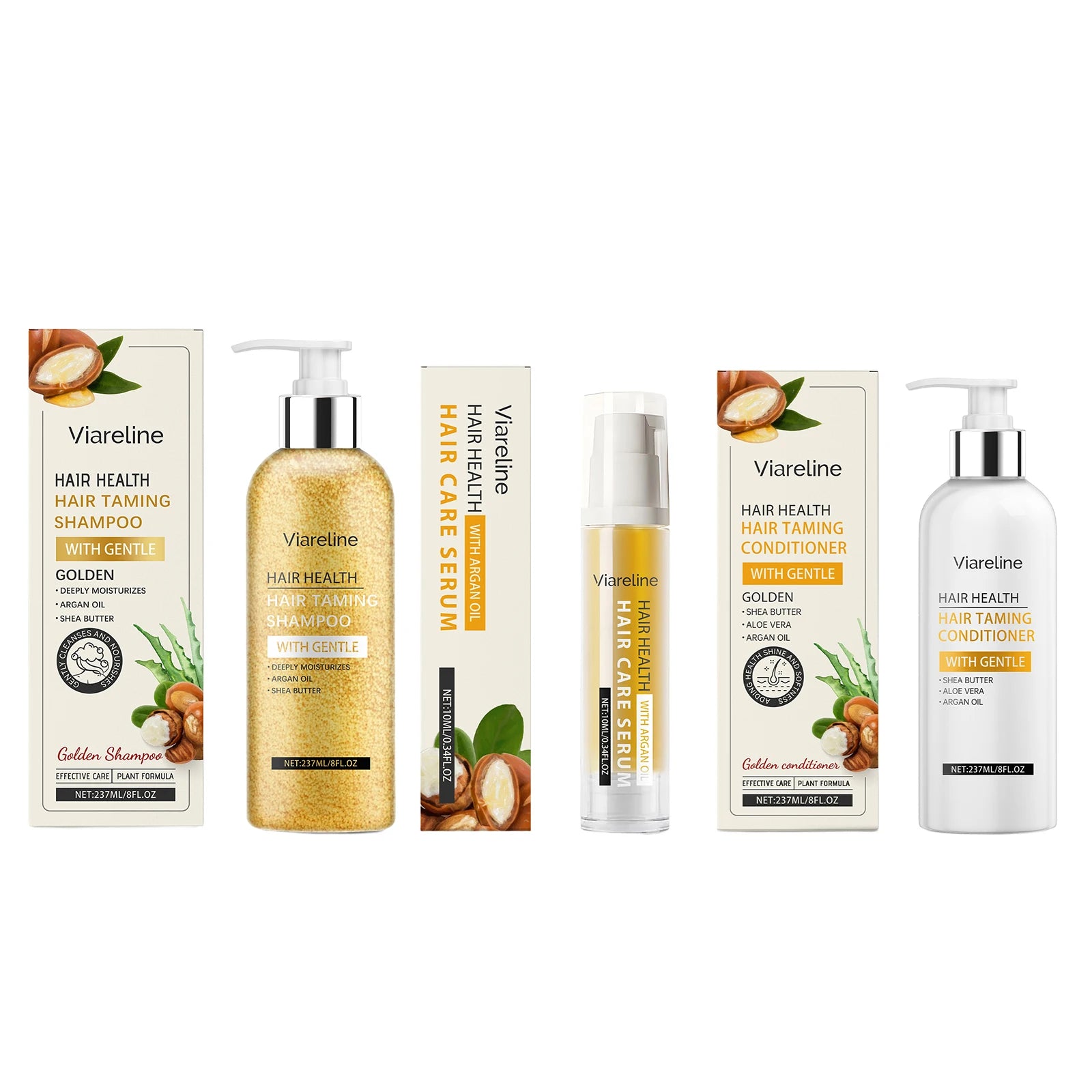 Viareline Moroccan Argan Oil Hair Care Series – Shampoo, Conditioner & Serum 3-in-1 Set