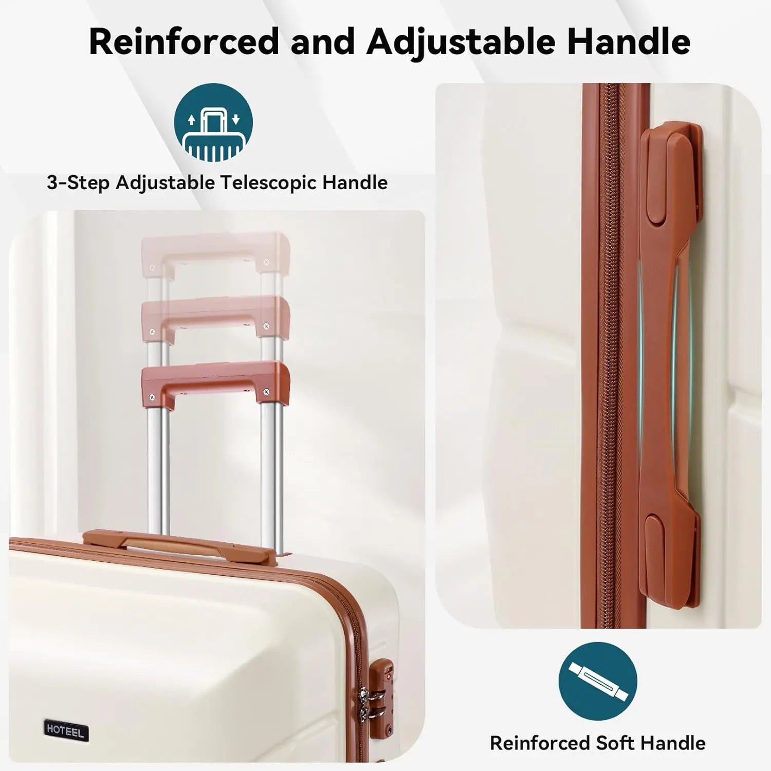 HOTEEL 3-Piece ABS Hardshell Luggage Set | Spinner Wheels, TSA Lock & Waterproof Organizer (20″/24″/28″)