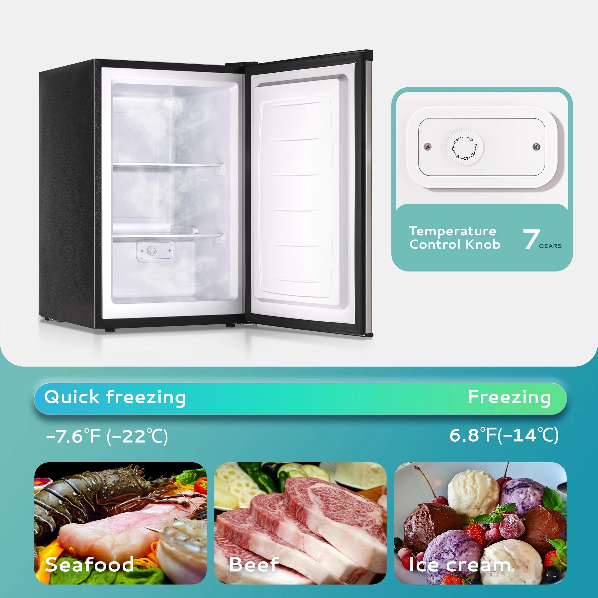 Mini Freezer,3 Cu.Ft,Single-door Compact Freezer,With Adjustable Door Opening Direction,Suitable for Home,Dormitorie,Office