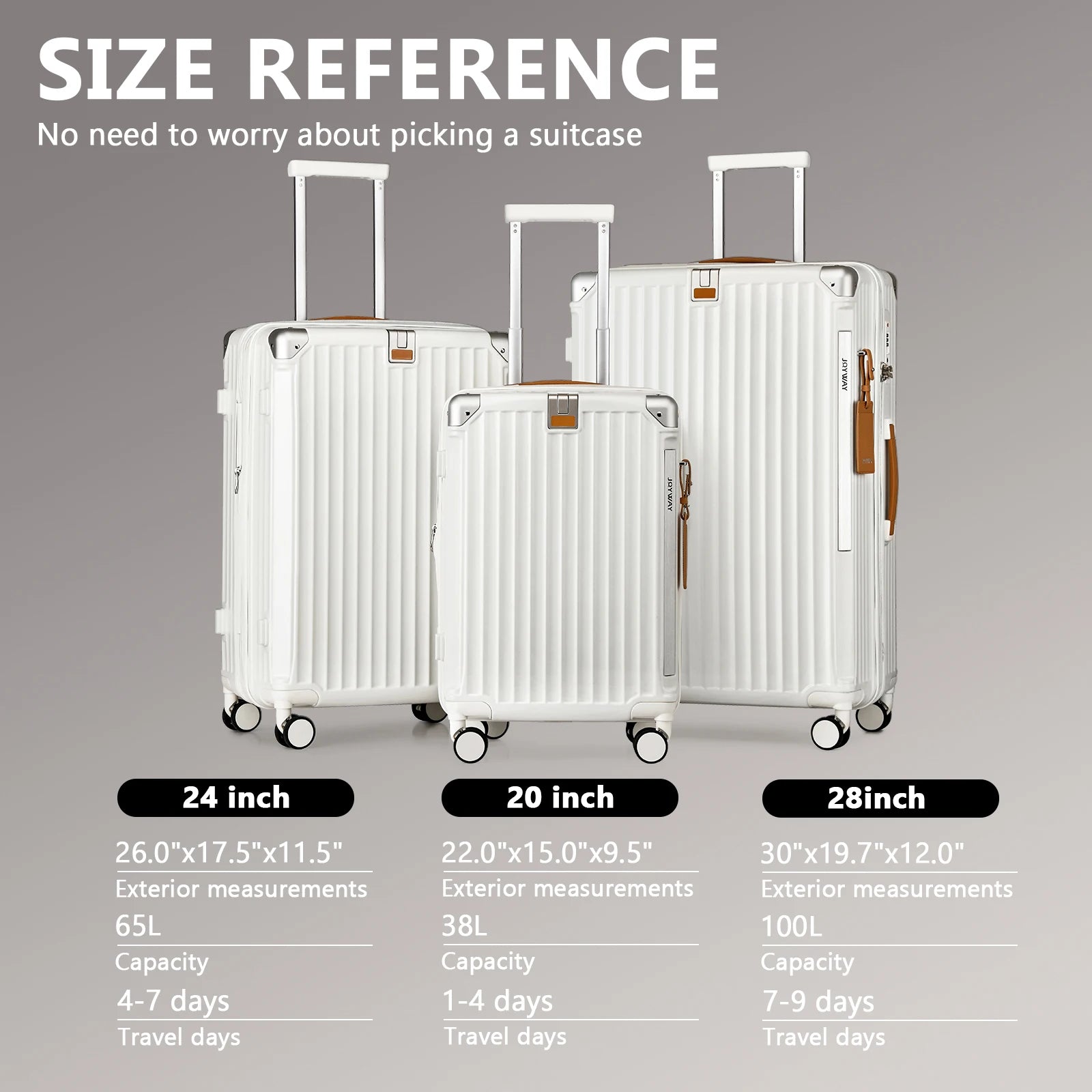 Joyway Luggage Sets 3 Piece, Expandable Suitcase with Smart Cup Holder and USB Port, Hardside Carry On Checked with TSA Lock