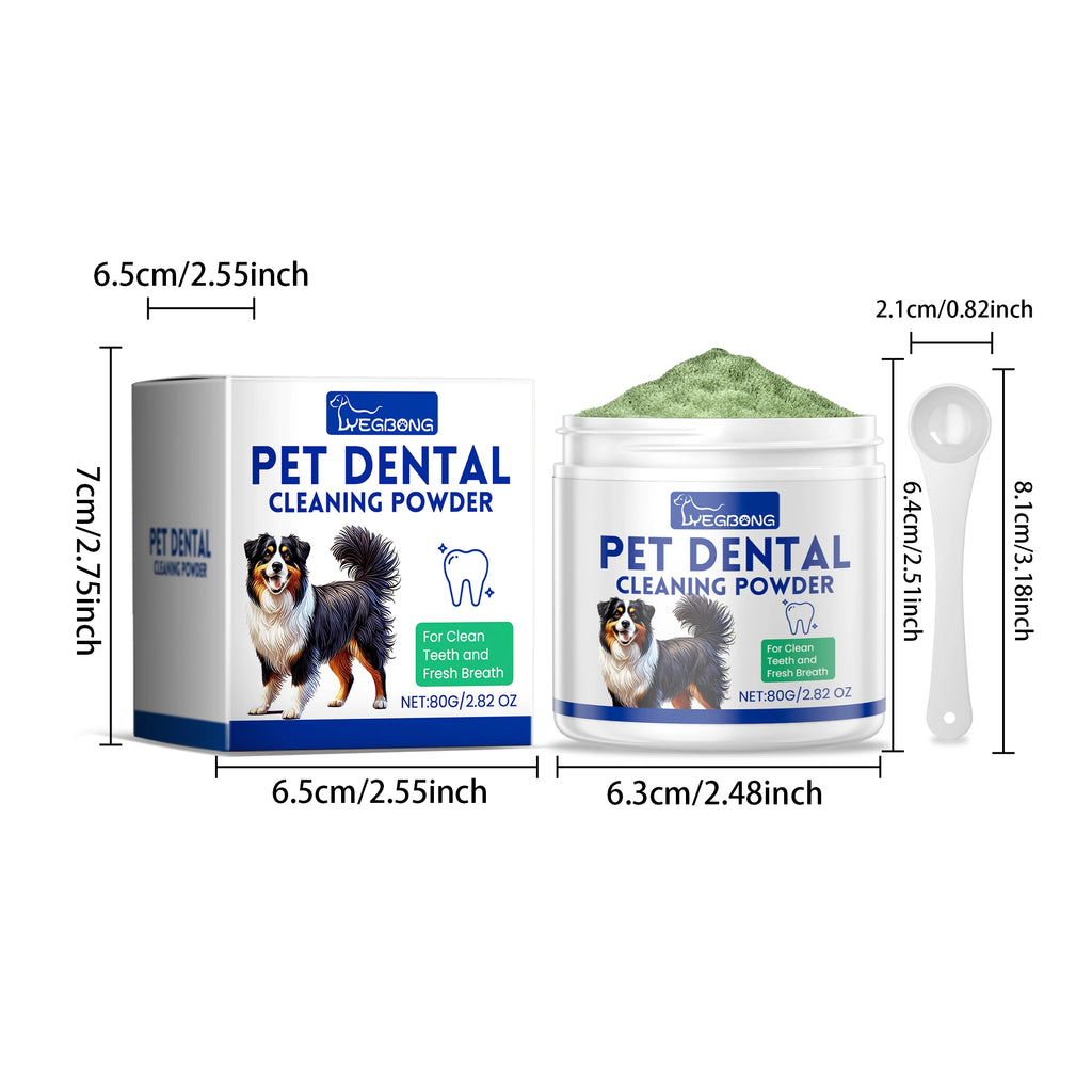 Yegbong Dog Teeth Cleaning Powder Gentle Remove Teeth Stains Prevent Tartar and Plaque Eliminate Bad Breath Pet Teeth Cleaner