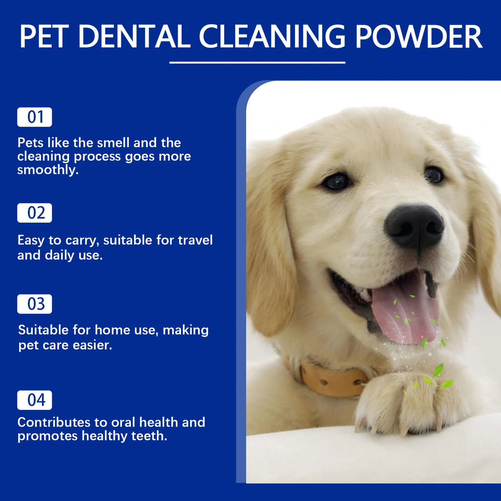 Yegbong Dog Teeth Cleaning Powder Gentle Remove Teeth Stains Prevent Tartar and Plaque Eliminate Bad Breath Pet Teeth Cleaner