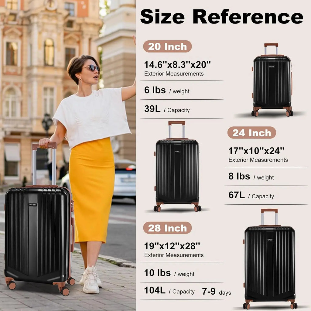 3 Piece Luggage Set With Spinner Wheel TSA Lock 20/24/28 Inch PC+ABS Hardshell Suitcase For Travel Business Carry On Luggage Set