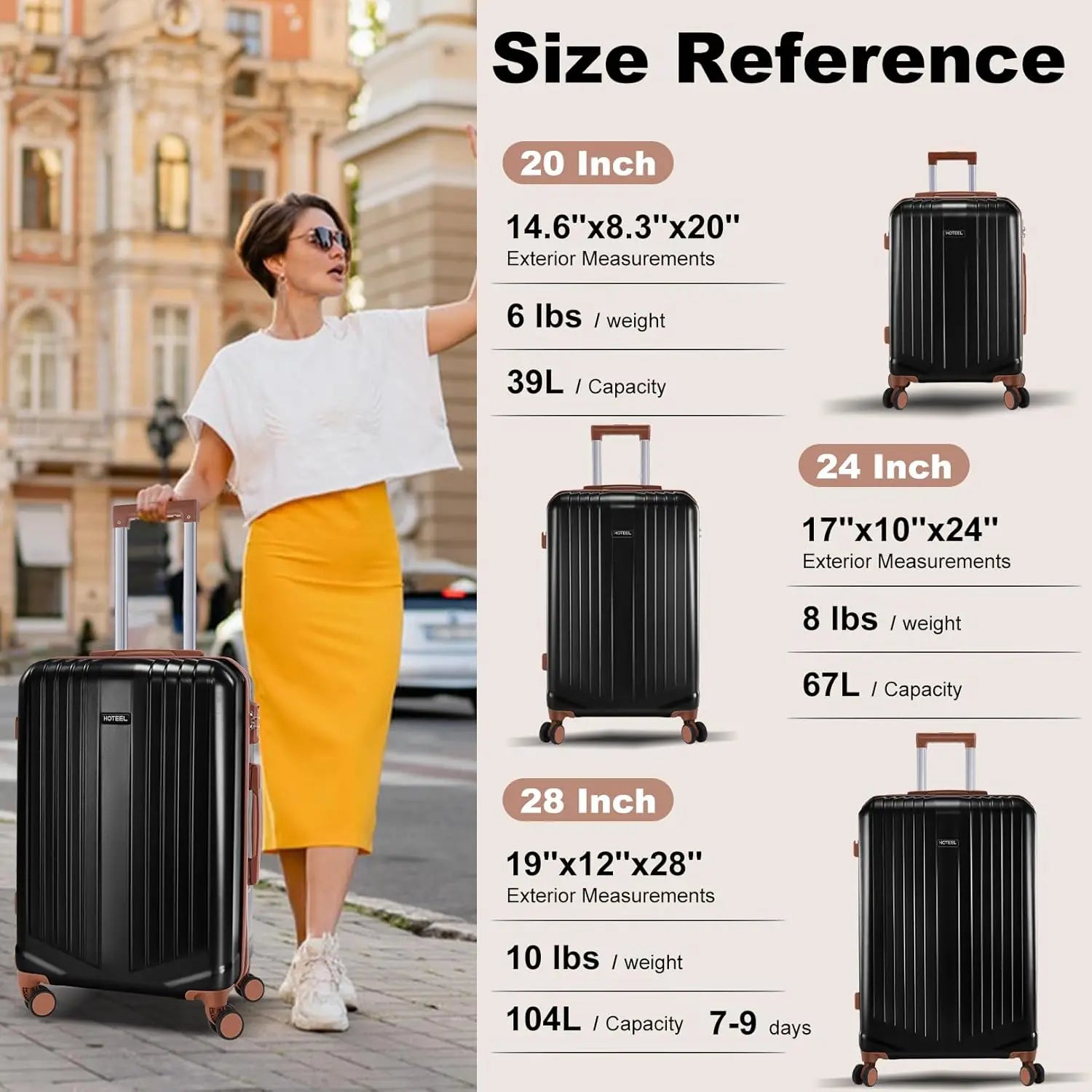 3 Piece Luggage Set With Spinner Wheel TSA Lock 20/24/28 Inch PC+ABS Hardshell Suitcase For Travel Business Carry On Luggage Set