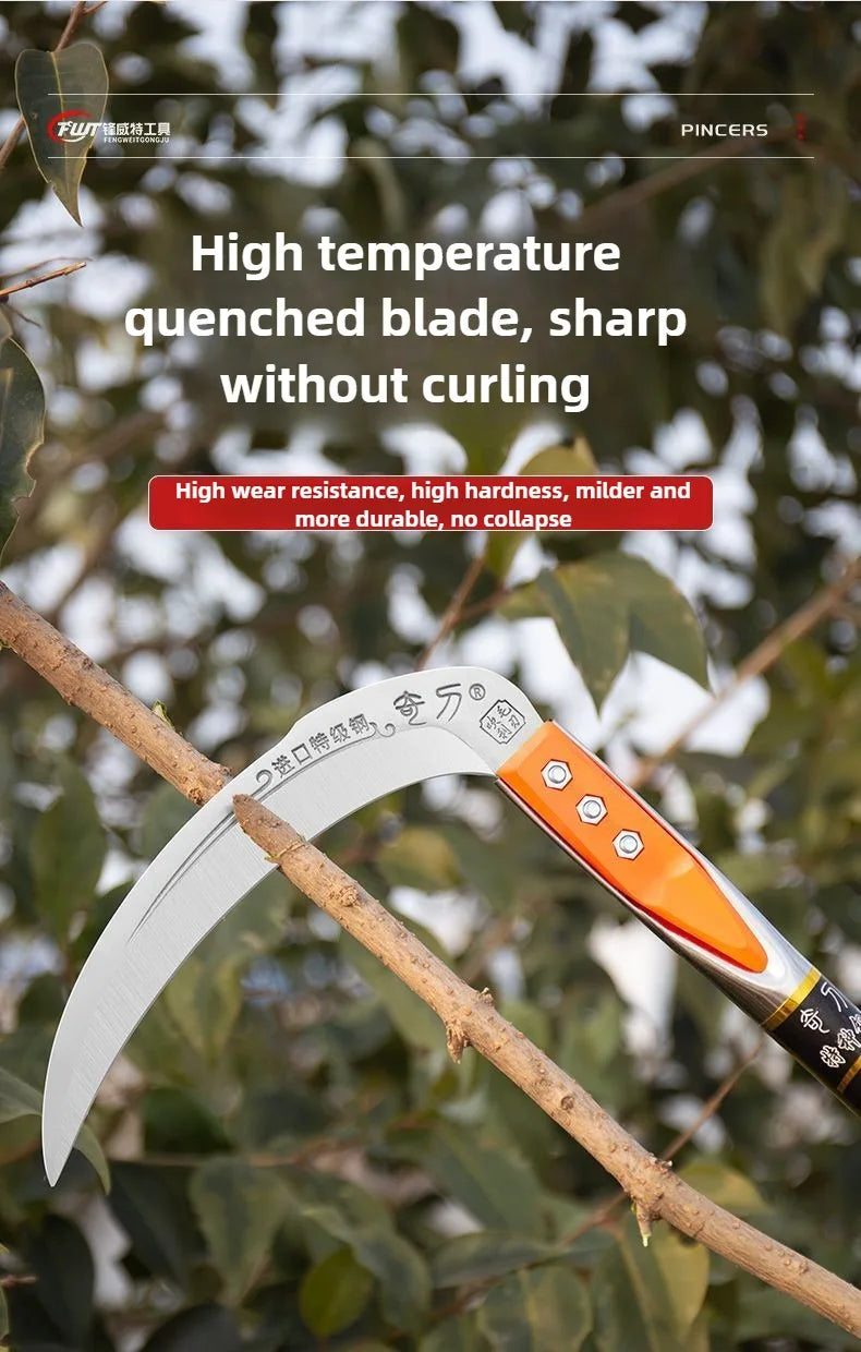 Manual Grass Sickle – Long-Handle Stainless Steel Weeding Tool