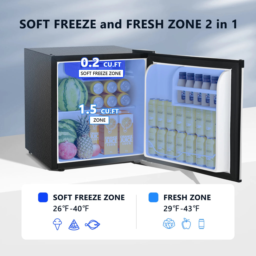 SIMZLIFE 1.7 Cu.Ft Mini Fridge with Freezer Reversible Single Door Compact Refrigerator Adjustable Fridge for Bedroom Office Bar
