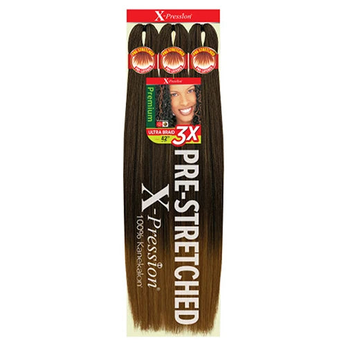 Outre X-Pression Kanekalon 3X Pre-Stretched Braid — 42" Ultra-Light, Long-Lastin