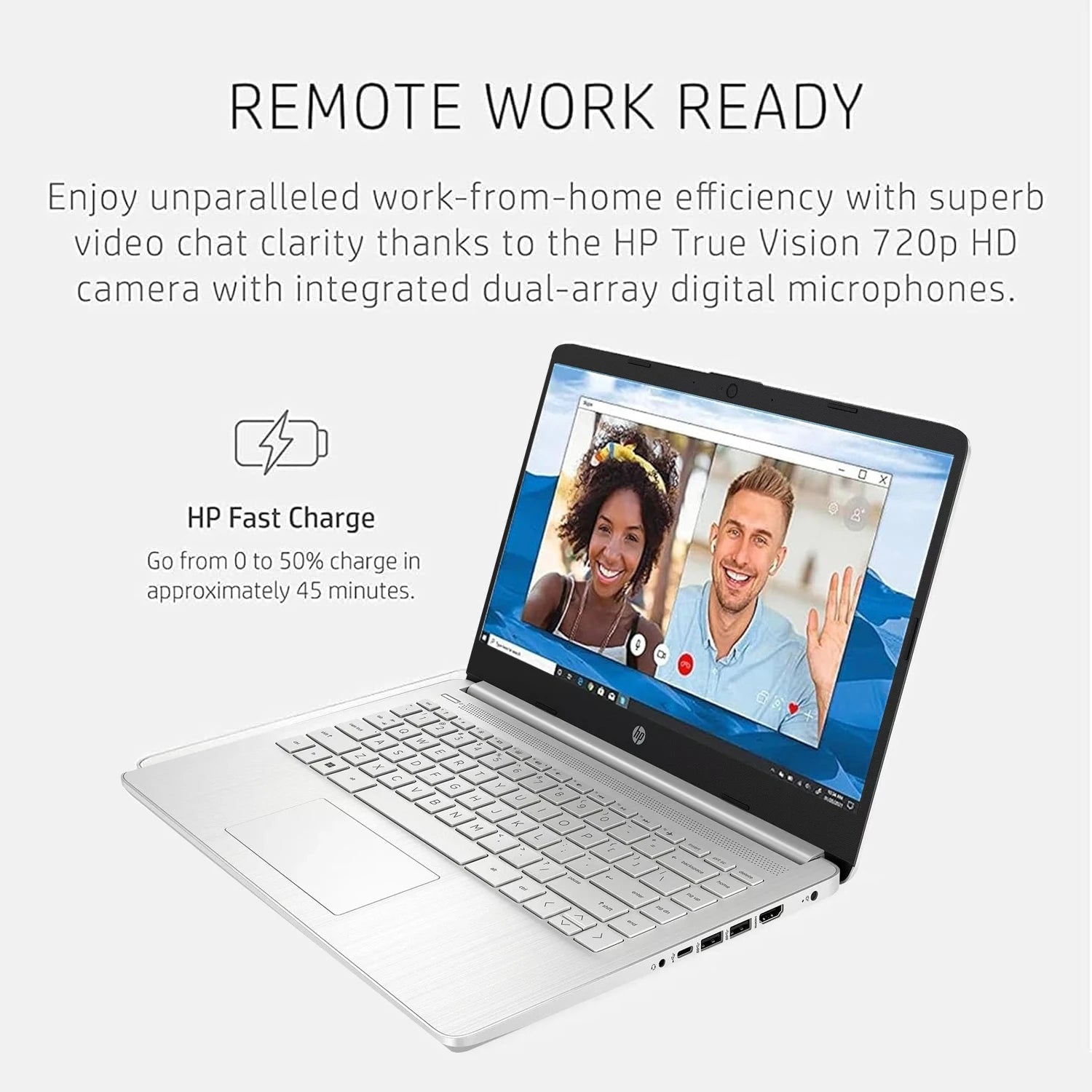 HP 14″ Business Laptop — Intel Celeron N4120, 16GB DDR4 RAM, 384GB Storage (128GB eMMC + 256GB MicroSD), Windows 11 Home S, 1-Year Office 365, Silver