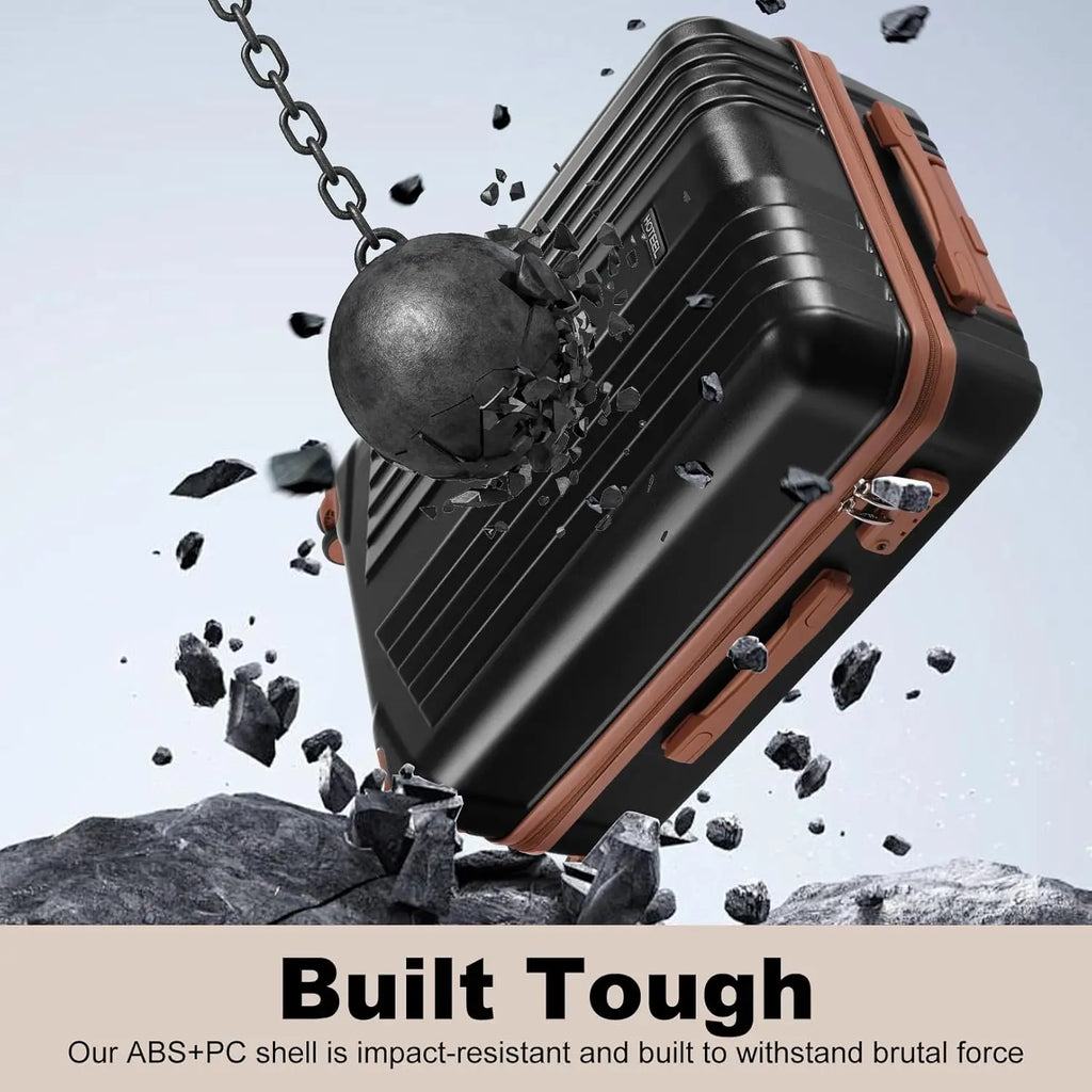 HOTEEL 3-Piece PC+ABS Hardshell Luggage Set | 360° Spinner Wheels, TSA Lock & Wet-Dry Organizer (20″/24″/28″)