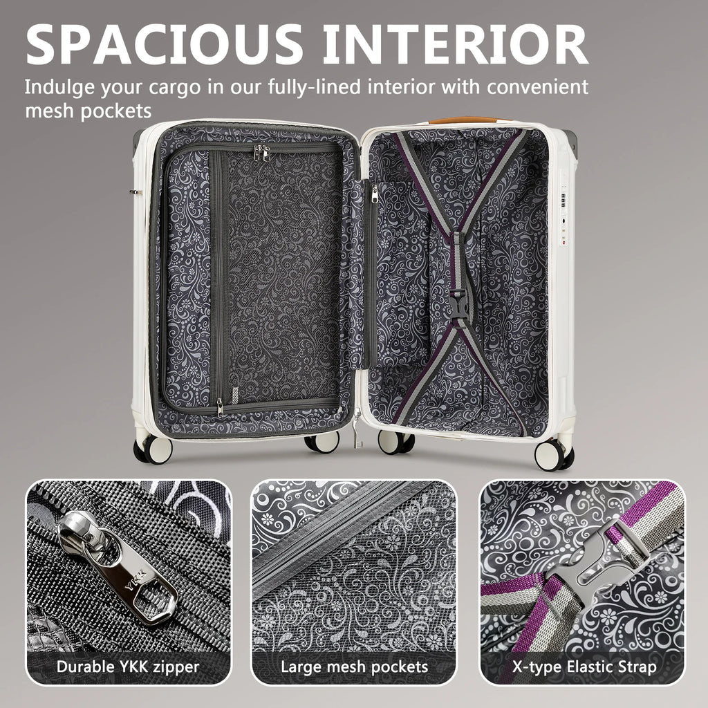 Joyway Luggage Sets 3 Piece, Expandable Suitcase with Smart Cup Holder and USB Port, Hardside Carry On Checked with TSA Lock