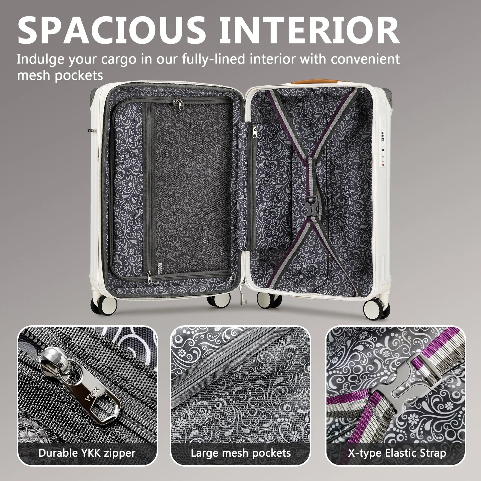 Joyway Luggage Sets 3 Piece, Expandable Suitcase with Smart Cup Holder and USB Port, Hardside Carry On Checked with TSA Lock