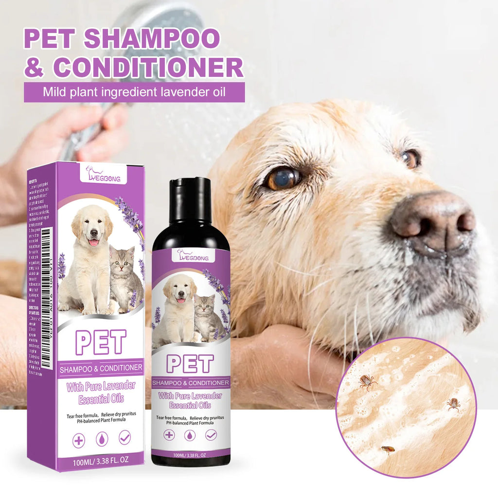 Yegbong 100ml Pet Shampoo Conditioner Hair Smooth Cat Dog Hair Softening Relieve Itching Ph Balance Cleaning Dry Skin Relief Pet