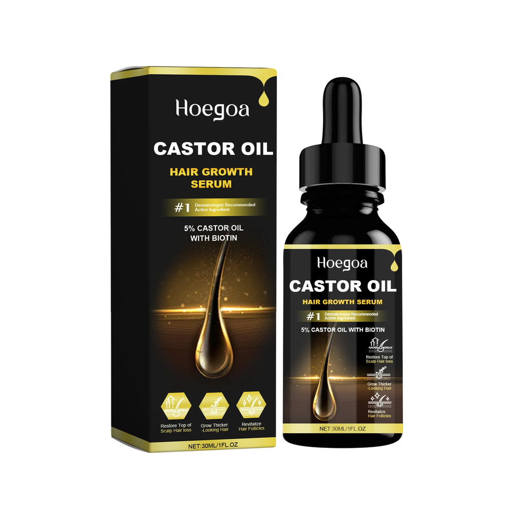 Hoegoa Castor Oil Hair Thickening Essential Oil – 30ml Nourishing Scalp & Growth Serum