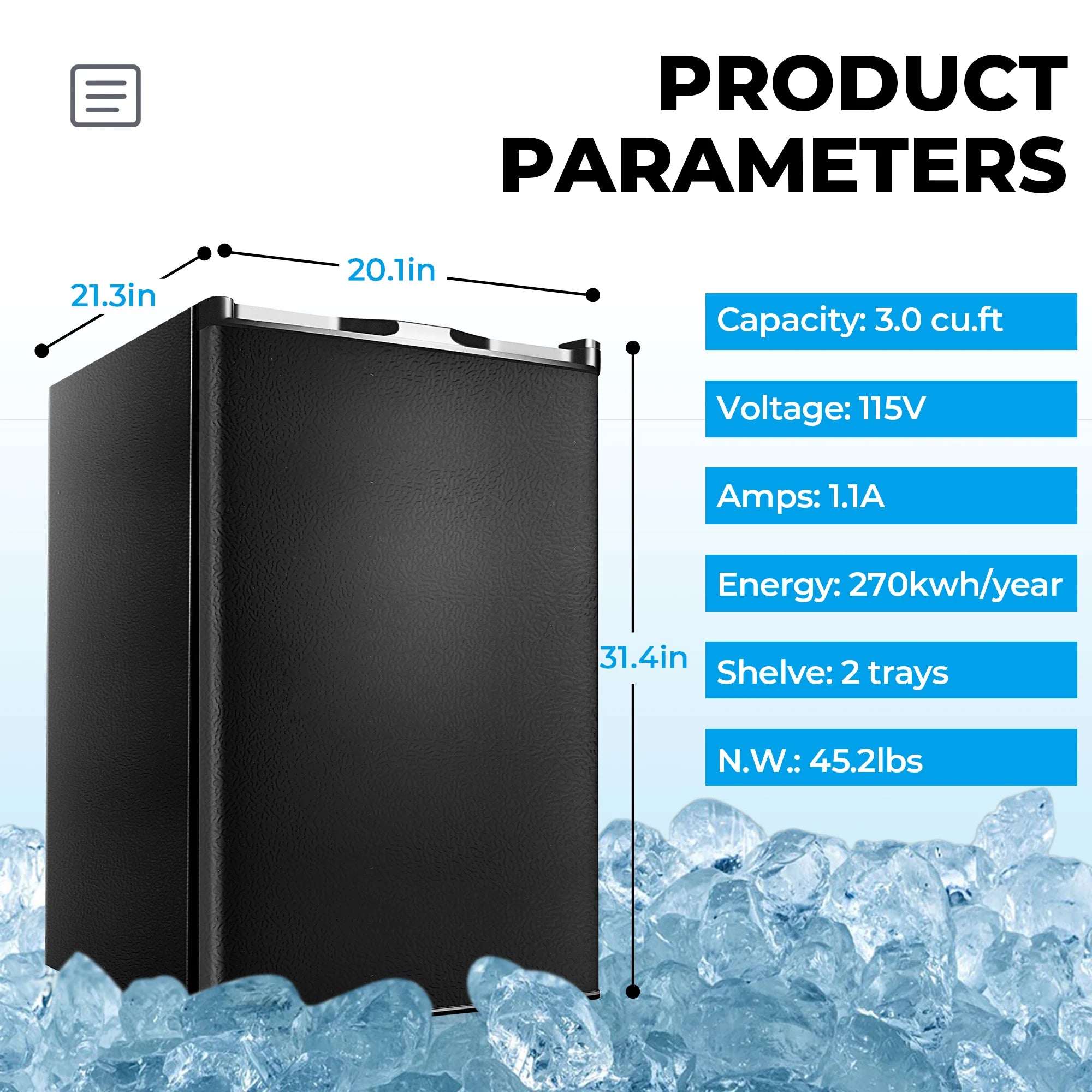 Mini Freezer,3 Cu.Ft,Single-door Compact Freezer,With Adjustable Door Opening Direction,Suitable for Home,Dormitorie,Office