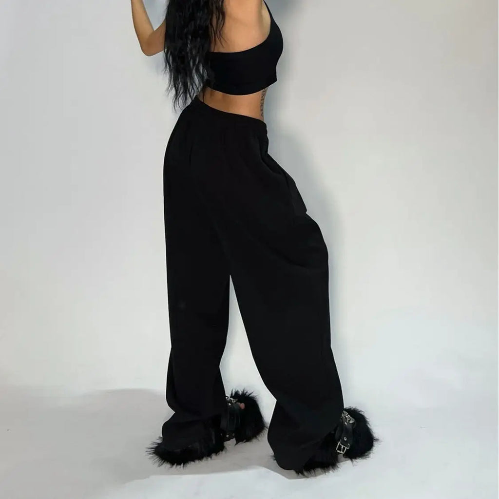 Loose Wide-Leg Drawstring Pants – Streetwear Jogger Style
